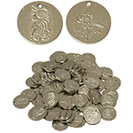 Nickled Brass Coins, Small, 20mm, 100 Ct