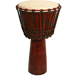 Djembe, 13" x 24" Mango Wood, Red
