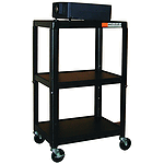 Buhl Steel Cart, Adjustable 26" to 42" with Electric Outlets and Surge Protector