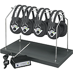 Hamilton Electronics Wireless Listening Center, 6 Station with Headphones and Transmitter, Multi Frequancy with Rack