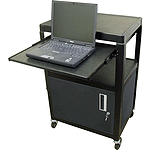 Buhl Steel Cart, Adjustable 26" to 42" with Locking Security Cabinet and Electric with Pull Out Shelf
