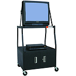 Buhl Wide Body Media Cart, 48" High, with Locking Cabinet and Electric Outlets