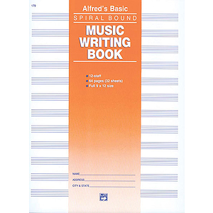 Music Writing Book - 9 X 12, 12 Staves, 64 Pages