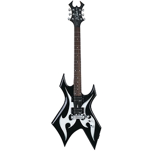 B.C. Rich Metal Master Warlock Electric Guitar - Black w/Silver Graphic