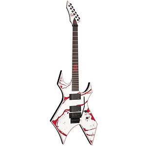 B.C. Rich Joey Jordison Signature Edition Warlock Electric Guitar, White with Blood Splatter