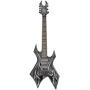 B.C. Rich Kerry King Wartribe 7 Warlock Electric Guitar, Trans Black with Tribal Fire Graphic