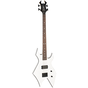 B.C. Rich Revenge Warlock 4 String Electric Bass Guitar, White with Black Binding