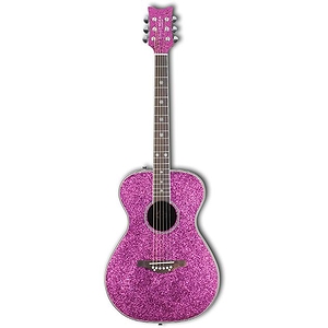 Daisy Rock Pixie Acoustic Guitar - Pink Sparkle, Left-Handed