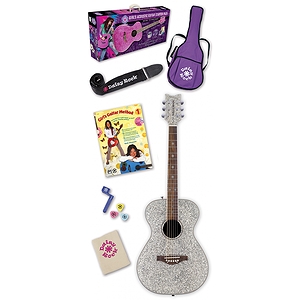Daisy Rock Pixie Acoustic Guitar Starter Pack - Silver Sparkle