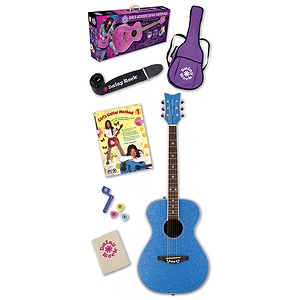 Daisy Rock Pixie Acoustic Guitar Starter Pack - Blue Sparkle