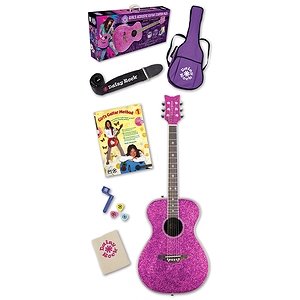 Daisy Rock Pixie Acoustic Guitar Starter Pack - Pink Sparkle