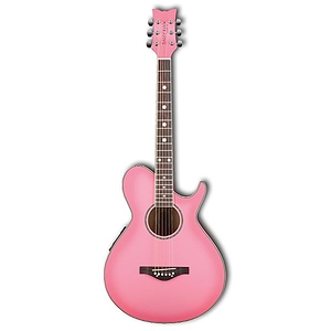 Daisy Rock Wildwood Acoustic / Electric Guitar - Pink Burst, Left-Handed