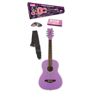 Daisy Rock Junior Miss Acoustic Short Scale Guitar Starter Pack - Popsicle Purple