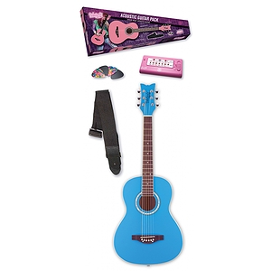 Daisy Rock Junior Miss Acoustic Short Scale Guitar Starter Pack - Cotton Candy Blue