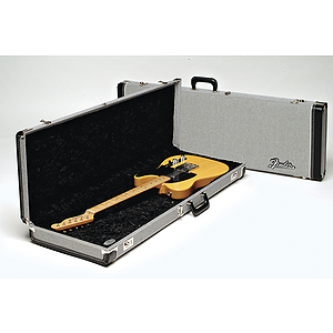 Fender® Deluxe Hardshell Strat/Tele Case - Black/Silver Tweed Exterior, Black Plush Interior