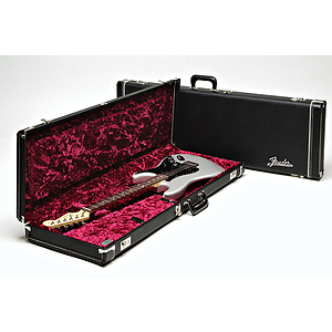 Fender® Deluxe Hardshell Strat/Tele Case - Deluxe Black Exterior, Magenta Plush Interior