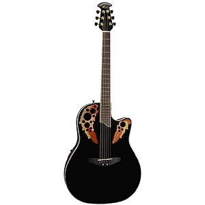 Ovation Celebrity Deluxe CC48 Shallow-body Multi-soundhole Acoustic-Electric Guitar - Black