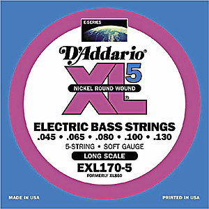 D'Addario XL 5-String Bass Strings - Soft, 2-pack
