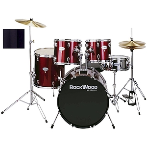Rockwood 5-piece Drum Set with Cymbals and Throne - Black