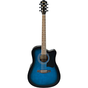 Ibanez V70CETBS Steel-string Acoustic-Electric Guitar - Transparent Blue Sunburst