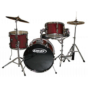 Excel 404 Series 4 Piece Drum Set, Wine Red