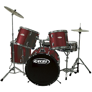 Excel 505 Series 5 Piece Drum Set, Wine Red