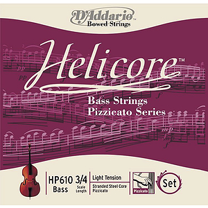 Helicore Pizzicato Bass Strings, 3/4 - 4/4 Medium