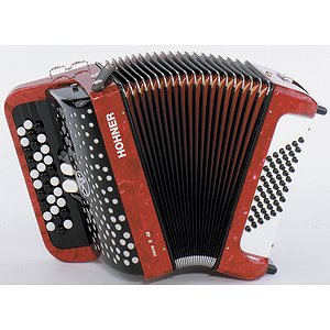 Hohner Nova II 48 Chromatic Button Key Accordion - Tremolo/Red Pearl