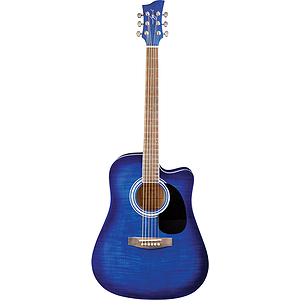 Jay Turser JJ45FCET Dreadnought Acoustic-Electric Guitar - Blue Sunburst
