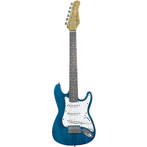 Jay Turser JT-30-LH Left-handed 3/4-size Strat-style Children's Electric Guitar - Transparent Blue