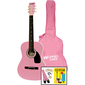Darling Divas 3/4-size Children's Acoustic Guitar Starter Package - Nylon String, Cotton Candy Pink