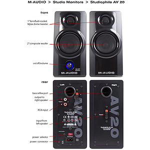 M-Audio Studiophile AV 20 Portable Desktop Speaker System