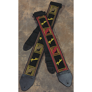 Fender® 2" Monogrammed Strap - Black, Yellow & Brown