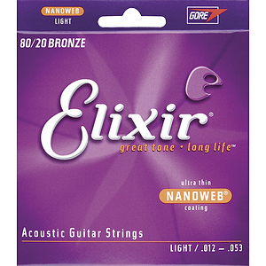 Elixir Acoustic Guitar Strings with Ultra-Thin Nanoweb Coating - Light
