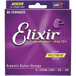 Elixir Acoustic Guitar Strings with original Polyweb Coating - 12 String