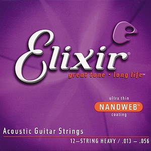 Elixir Acoustic Guitar Strings with Ultra-Thin Nanoweb Coating - 12 String Heavy
