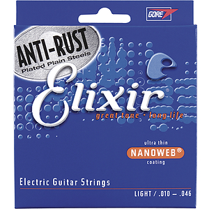Elixir Electric Guitar Strings with Ultra-Thin Nanoweb Coating - Light