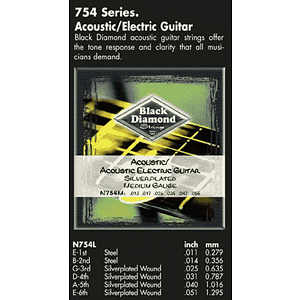 Black Diamond 754XL Acoustic Guitar Strings - Light, 3 Sets