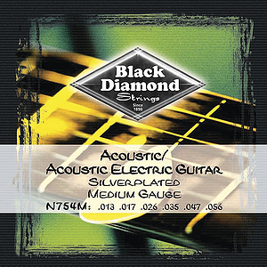 Black Diamond 754XL Acoustic Guitar Strings - Medium, 3 Sets