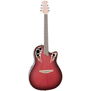 Applause AE128 Acoustic-Electric Super-Shallow Bowl Guitar, Ruby Red