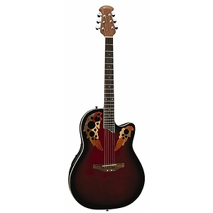 Applause AE148 Super-Shallow MultiSoundhole Acoustic-Electric Guitar - Red Burst