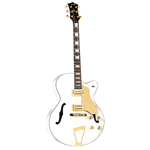 Arbor AJ144-WH Hollow Body Electric Jazz Guitar - White