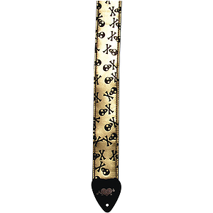 LM Alexis 2" Vinyl Skull Guitar Strap - Gold