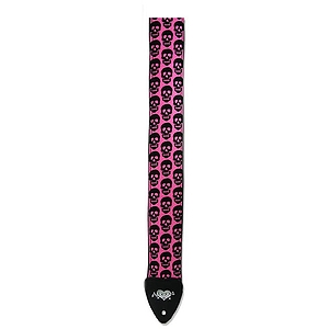 LM Alexis 2" Vinyl Skull Guitar Strap - Pink