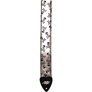 LM Alexis 2" Vinyl Skull Guitar Strap - Silver