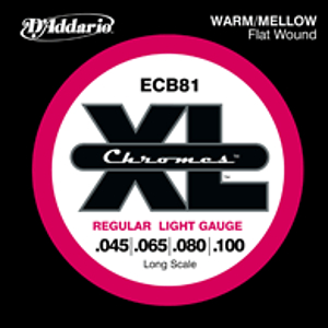 D'Addario ECB81 Chrome Flat Wound Electric Bass Strings - Regular Light