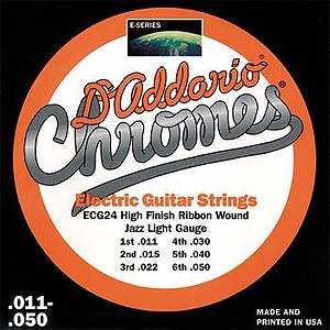 D'Addario ECG-24 Electric Guitar Strings - Chromes, Flat Wound, Jazz Light, 3 Sets