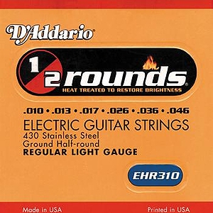 D'Addario EHR-310 Electric Guitar Strings - Half-Round, Regular Light, 3 Sets