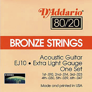 D'Addario 80/20 Bronze Acoustic Guitar Strings - Light, Environmental Packaging - 3 sets of strings