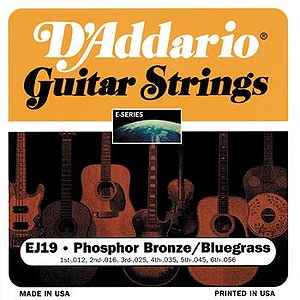 D'Addario EJ19 Acoustic Guitar Strings - Phosphor Bronze Round Wound, Bluegrass (Light Top/Med Bottom), 3 Sets